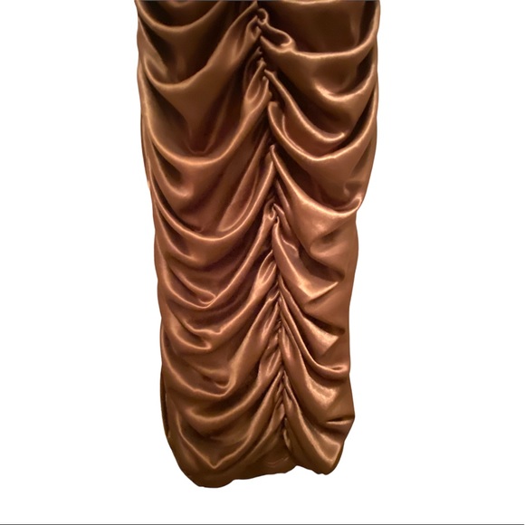 Poly 👗One Shoulder  Brown Copper Color Dress - Picture 5 of 8